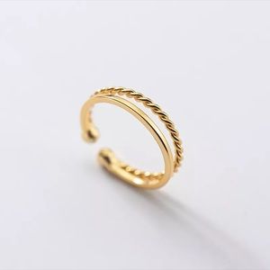 Double Stem Ring 925 Sterling Silver 18K Gold Plated